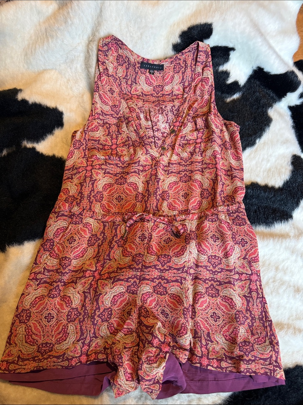 Sanctuary Pink & Purple Paisley V-Neck Sleeveless romper
